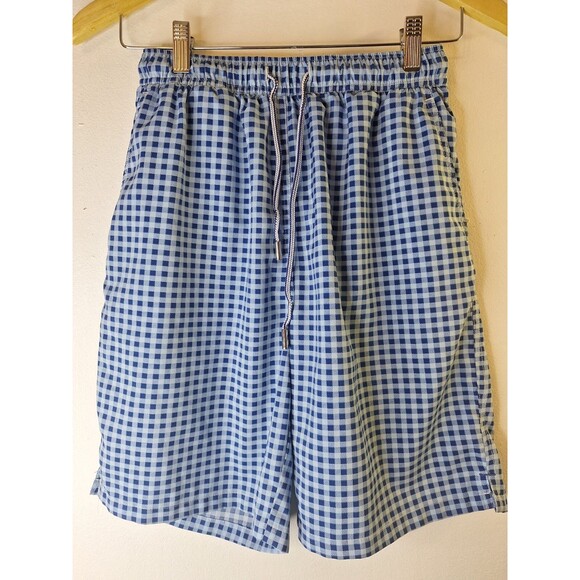 PETER MILLAR Seaside Collection Swim Trunks Board Shorts Men's S Plaid Pockets